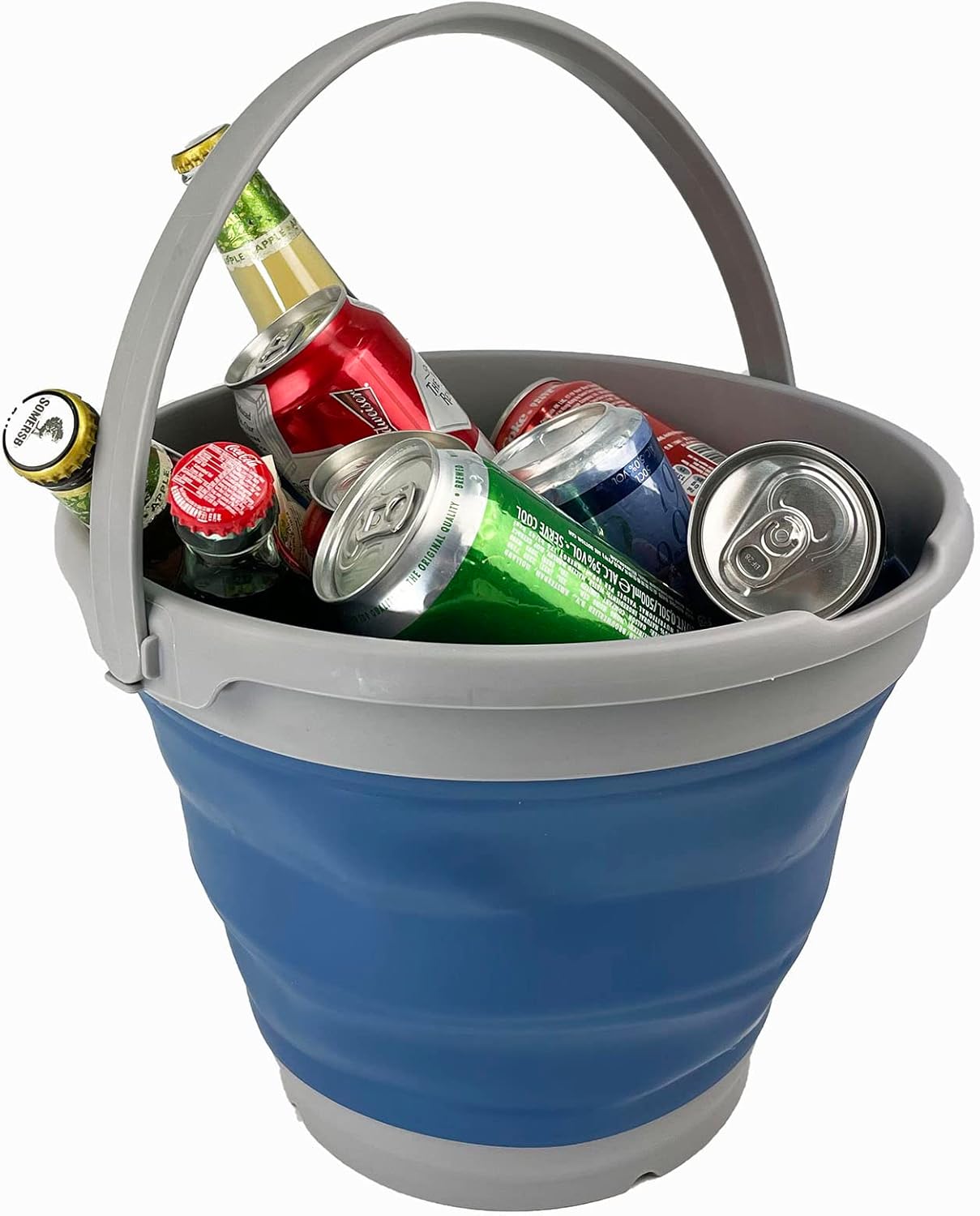 SAMMART Cubo de plástico plegable de 10 L (2.6 galones), bañera redonda plegable con asa, cubo de pesca portátil, cubo de agua, ahorro desplegable