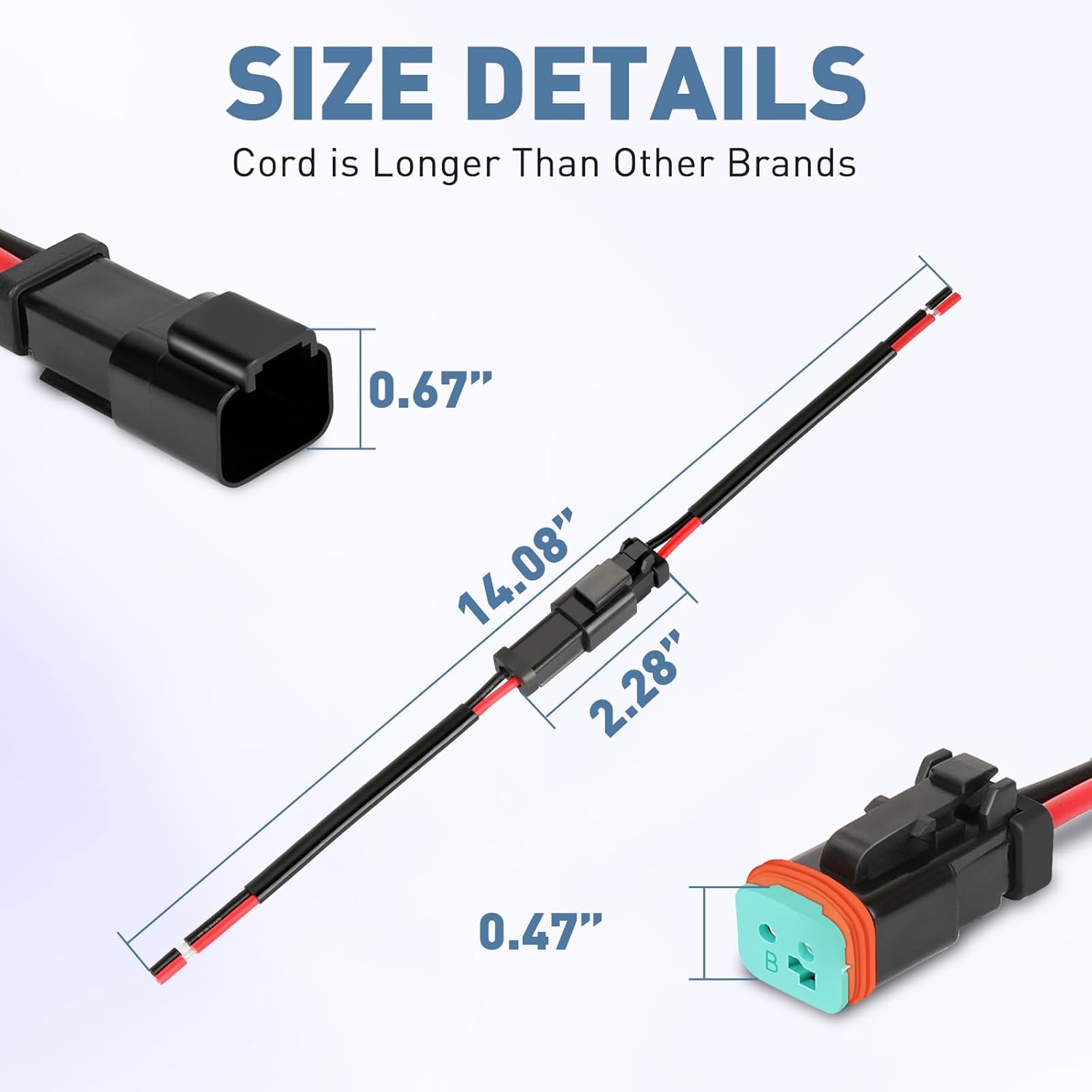 NAOEVO Deutsch – Conectores de 2 pines, conectores de cable impermeables de 18 AWG, conectores de cable automotriz de 0.059 pulgadas macho hembra