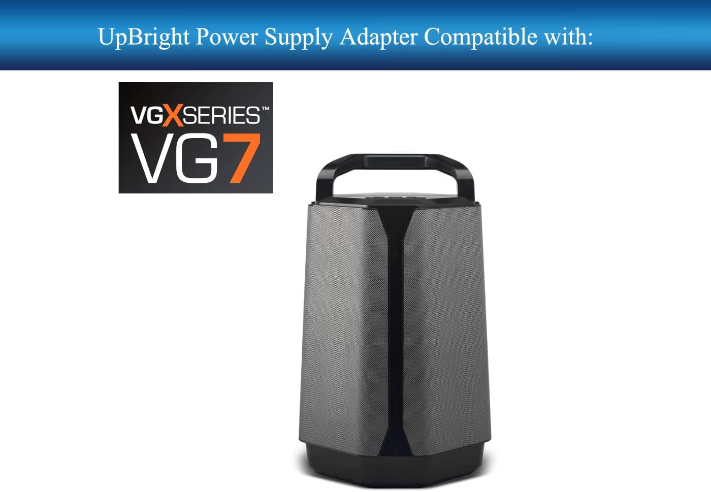 UpBright Adaptador de 12 V CACC compatible con Soundcast VGX Series VG7 portátil premium para exteriores inalámbrico de rango completo sistema de