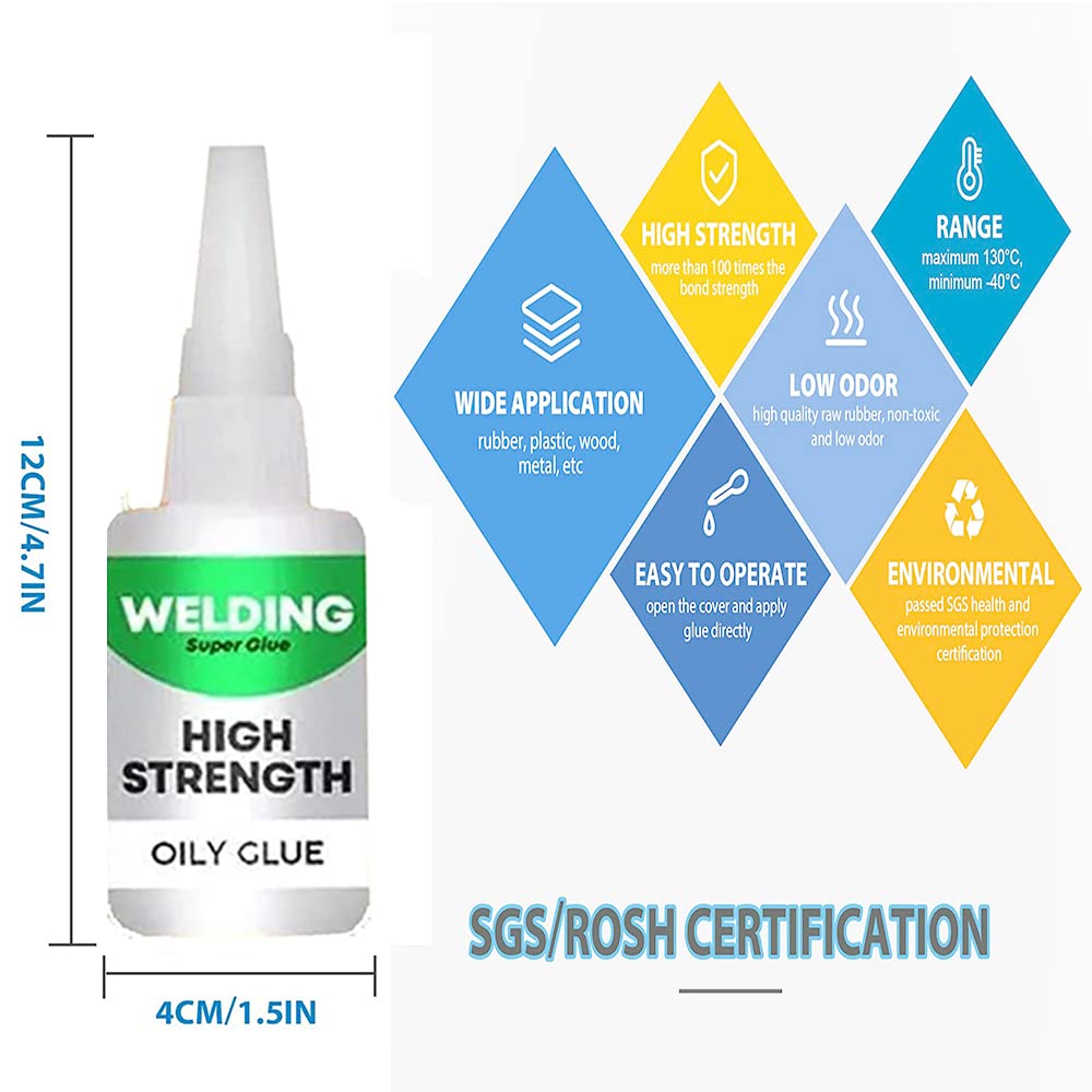 Pegamento aceitoso de alta resistencia para soldadura, superpegamento universal, pegamento instantáneo poderoso para resina, cerámica, metal, vidrio