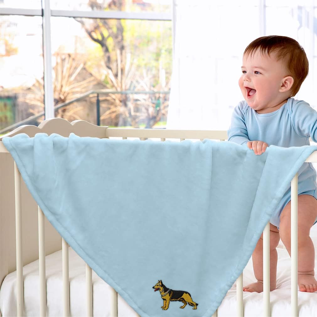 Ropa de cama de bebé, mantas para niños y niñas, pastor alemán, poliéster A, Solo diseño azul