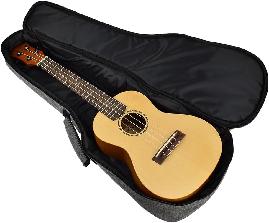 CLOUDMUSIC Funda para ukelele para ukelele y mochila, estuche para ukelele de concierto, negro, azul, gris (Concierto, gris)