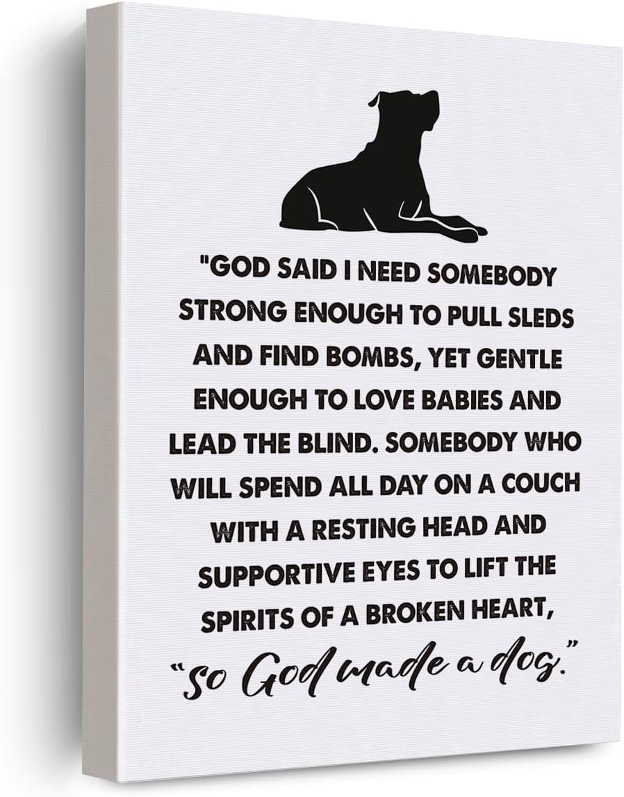 Póster de lienzo religioso con diseño de perro religioso, arte de pared para cachorros, diseño de perro con texto en inglés So God Made Aper (So God