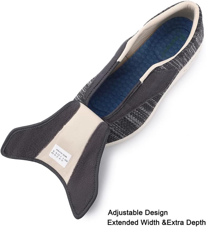 Zapatos para diabéticos para hombres, zapatos anchos para hombres mayores, cierre ajustable, ligeros, transpirables, pies hinchados, tenis para