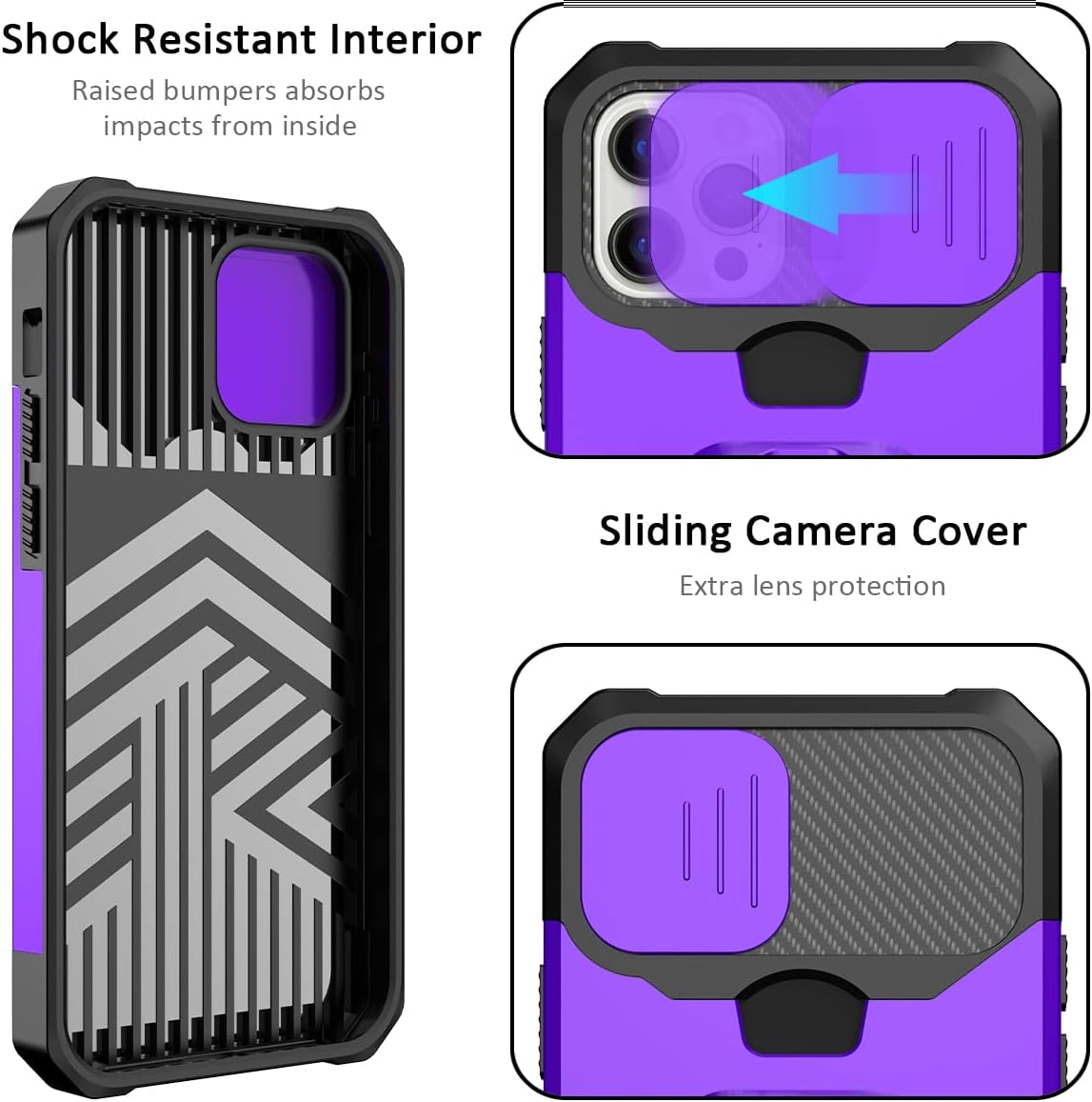 Nvollnoe Funda para iPhone 1212 Pro con cubierta deslizante para cámara y tarjetero resistente funda protectora para iPhone 12 con anillo magnético