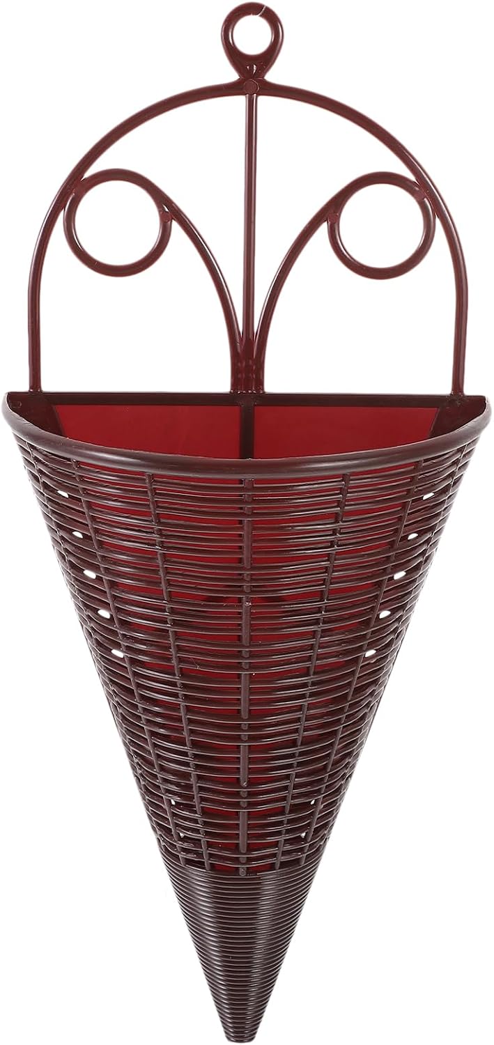 Cesta 5 piezas de ratán colgante de mimbre para macetas colgantes en forma de cono, maceta colgante de mimbre, maceta de pared para pájaros para