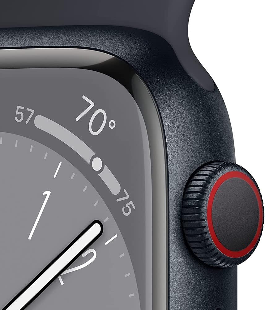 Apple Watch Series 8 – Reloj inteligente con caja de aluminio de color negro (Midnight) y correa deportiva de color negro (Midnight), SM (renovado)