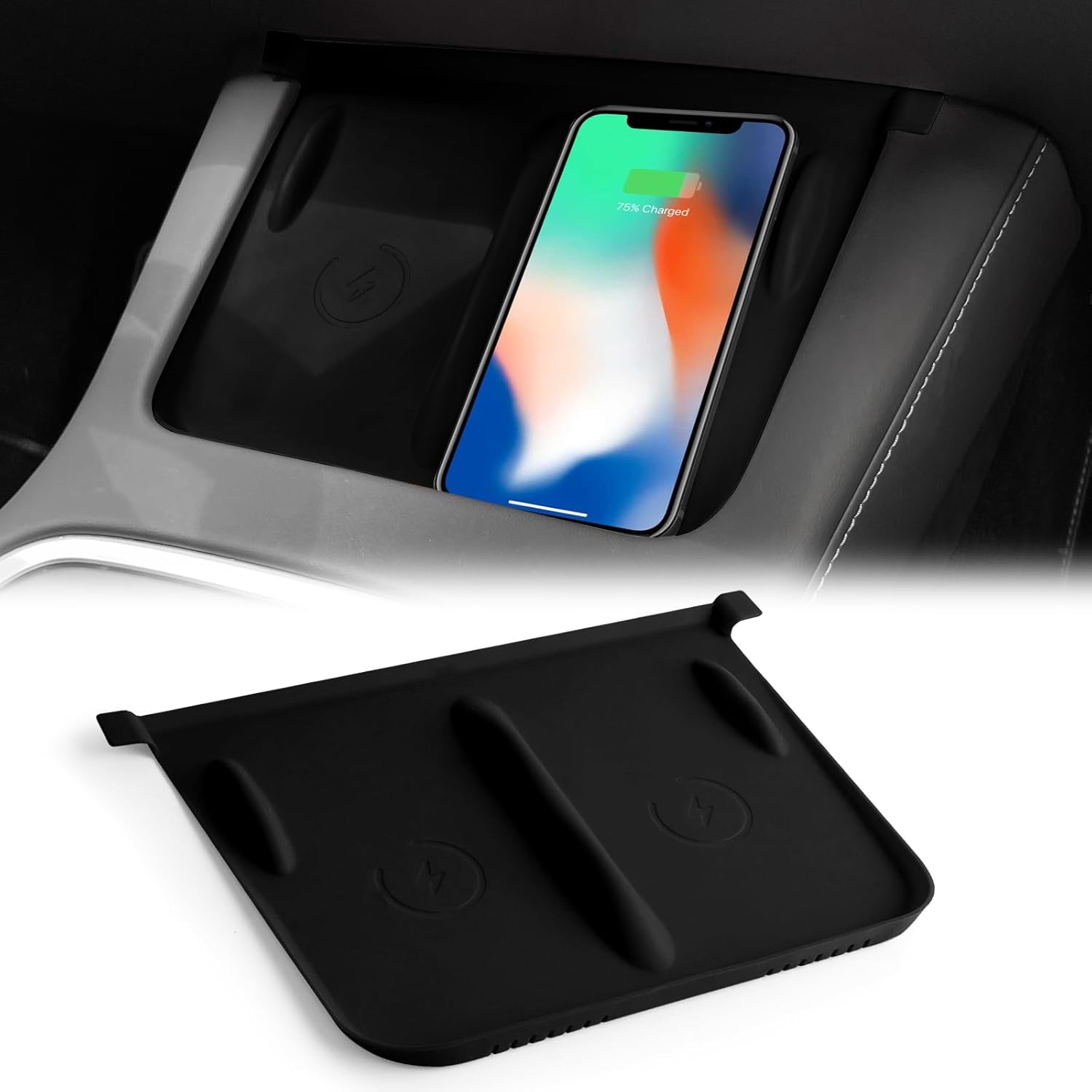 Alfombrilla de silicona de carga inalámbrica para consola central, compatible con Tesla Model 3, modelo Y 2023, 2022, 2021, accesorios impermeable,