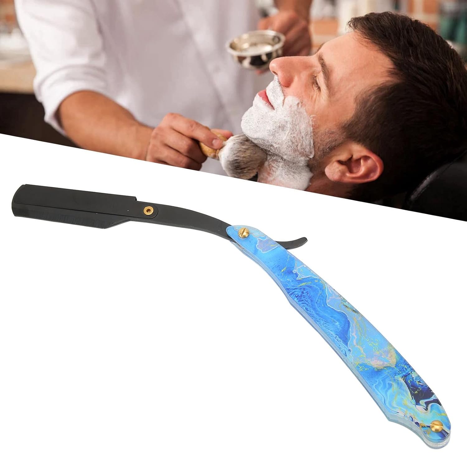 Sonew Barber Straight Edge Razor Holder Acrylic Handle Face Hair Recorte Afeitado Razor Holder Sin Cuchillas