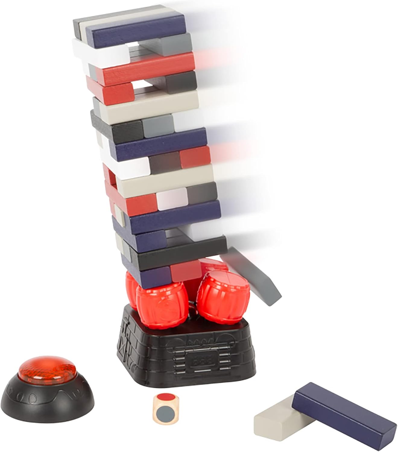 Torre tambaleante de madera Dynamite de Small Foot – Juego divertido con bloques de madera, dados y temporizador – Diversión para toda la familia –