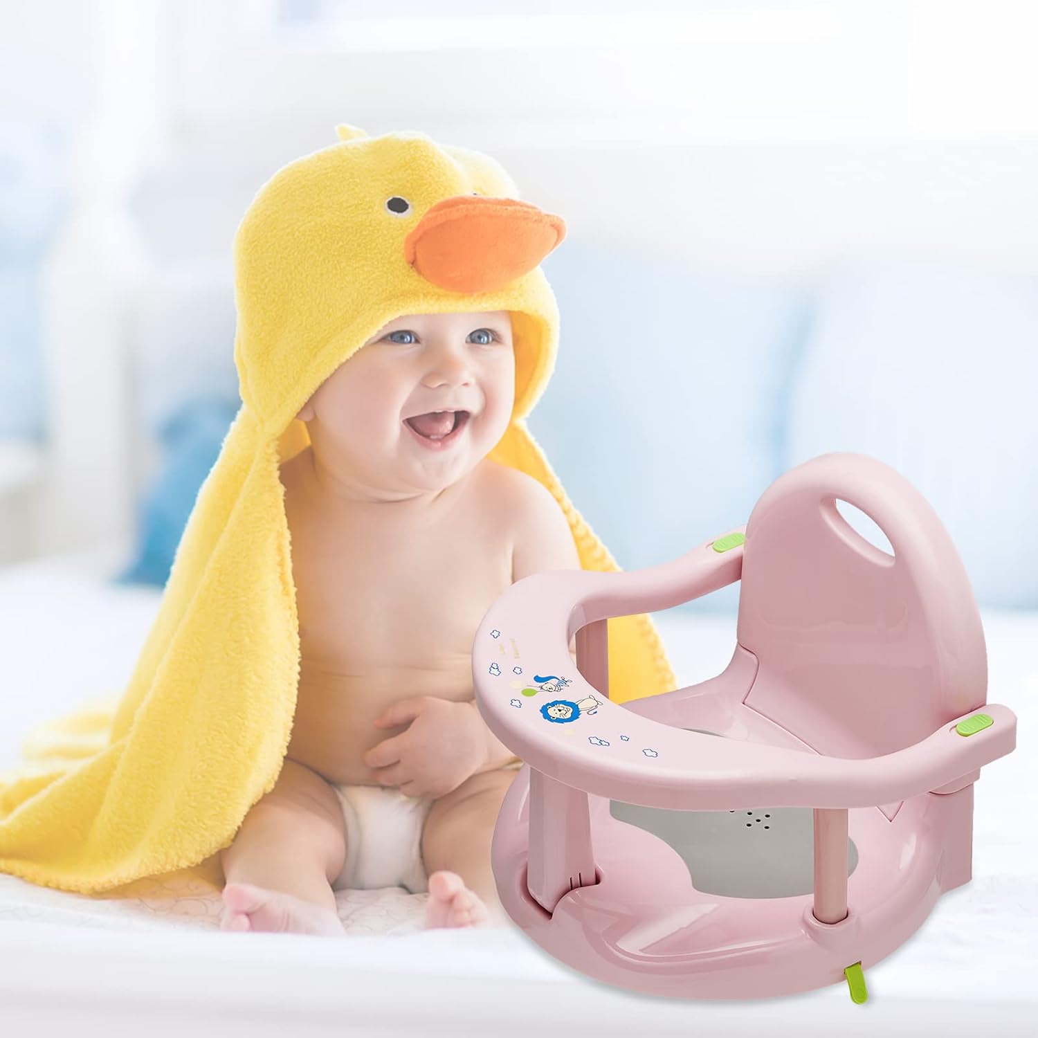 Asiento de baño para bebé recién nacido, silla de baño antideslizante para tina, sillas de baby shower de forma bonita para sentarse en la bañera,