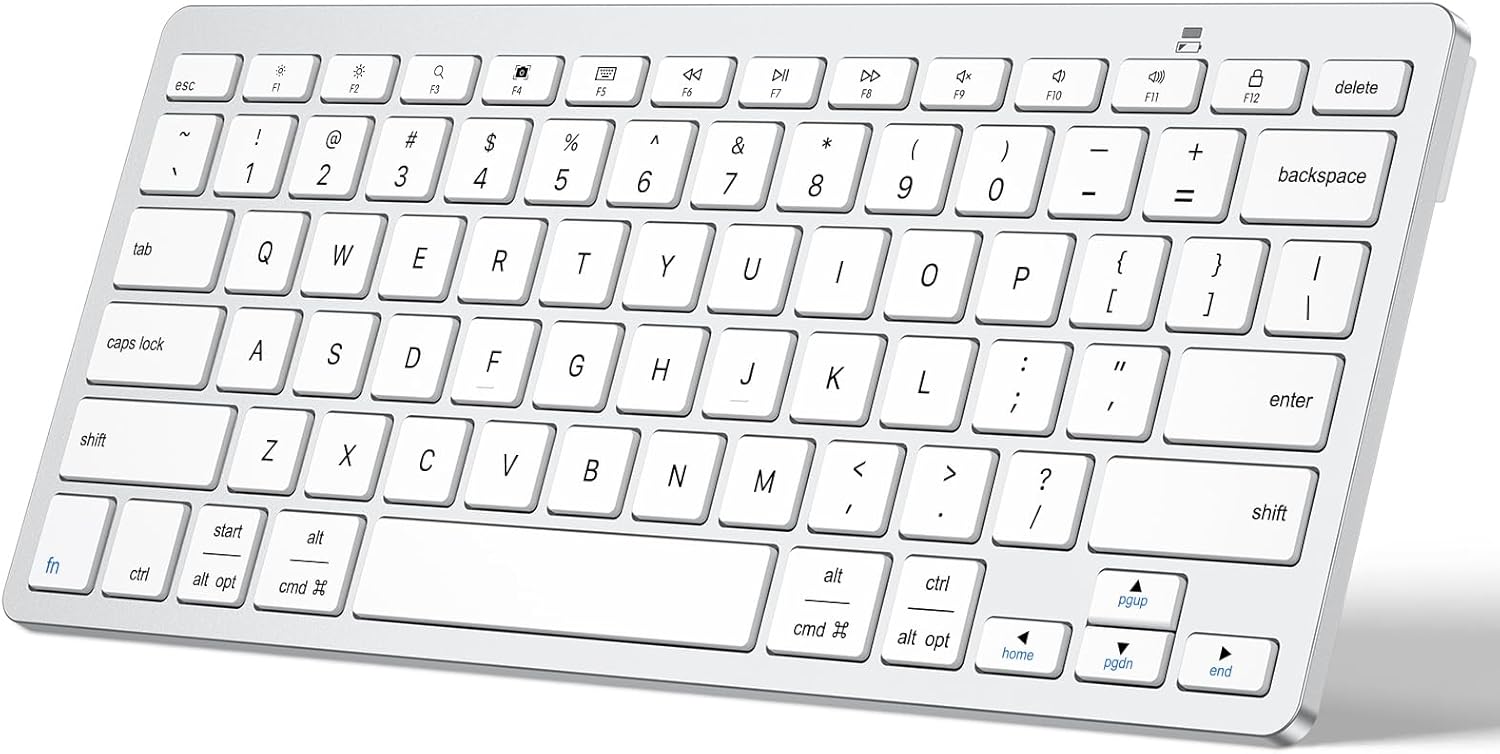 Emetok Teclado Bluetooth universal para iPad, teclado con tecnología BLE mejorada con conexión inquebrantable, duración de la batería de 18 meses,