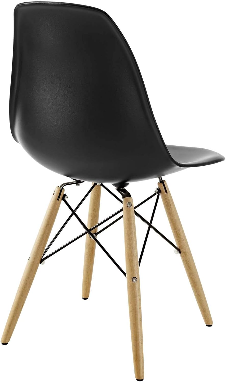 Silla de comedor Pyramid, Metal Madera Espuma Cuero, Negro
