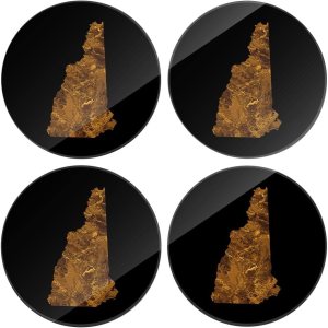 Joyride Home Decor Modern Copper New Hampshire, 4 posavasos de cristal, posavasos circulares de 4 pulgadas, juego de 4, parte trasera de corcho Joyride Home Decor Modern Copper New Hampshire, 4 posavasos de cristal, posavasos circulares de 4 pulgadas, juego de 4, parte trasera de corcho