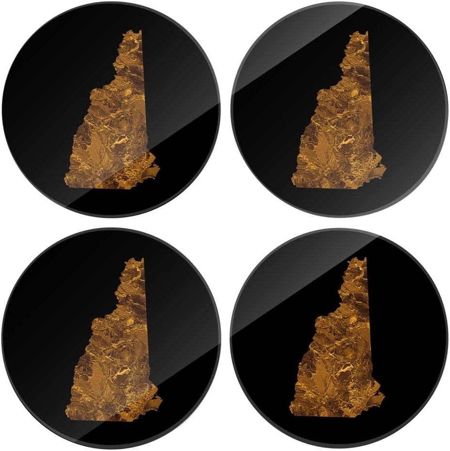 Joyride Home Decor Modern Copper New Hampshire, 4 posavasos de cristal, posavasos circulares de 4 pulgadas, juego de 4, parte trasera de corcho