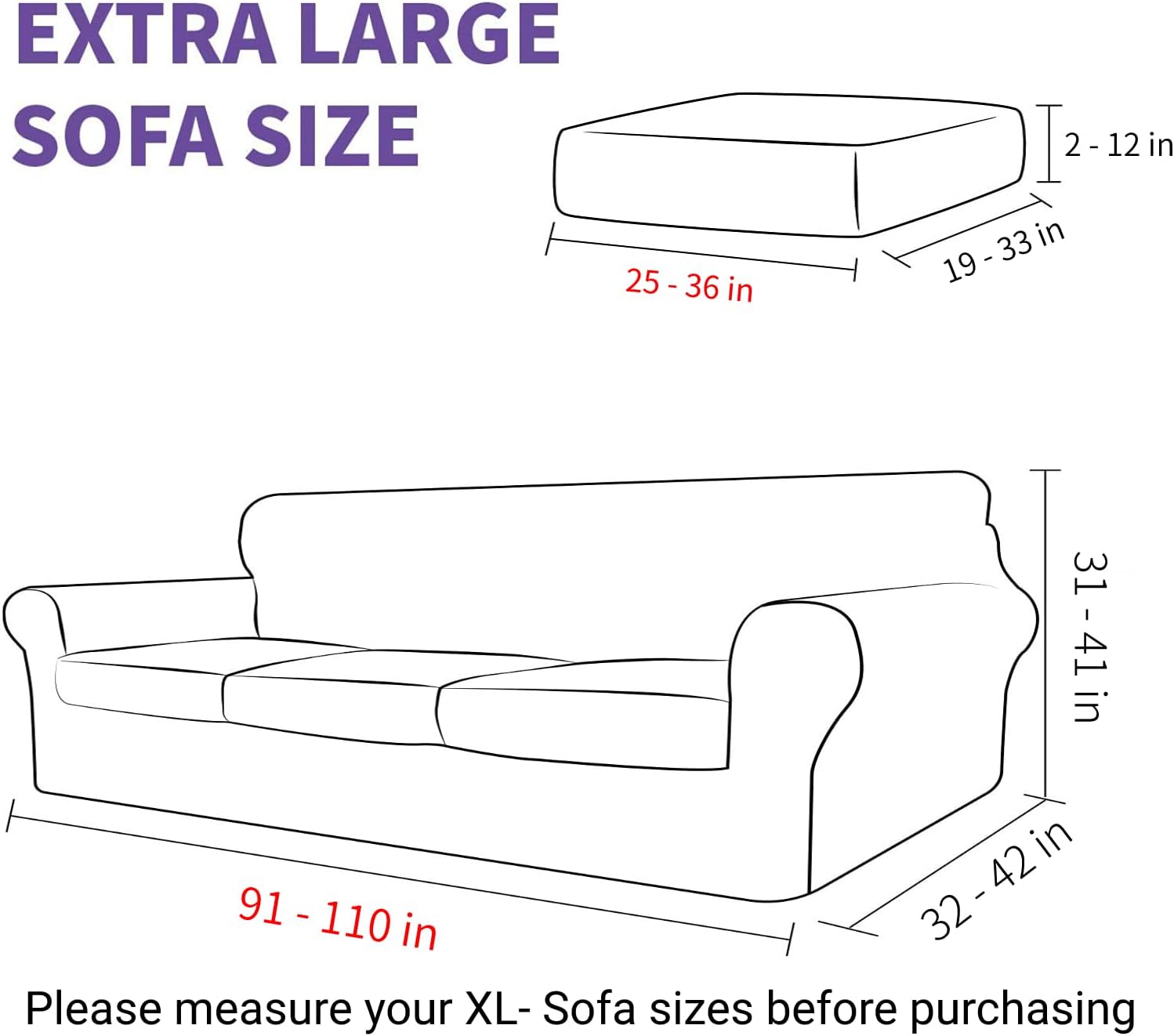 ZNSAYOTX – Funda de terciopelo de lujo de 4 piezas para sofá extragrande con 3 cojines, gruesa, suave, antideslizante, grande, protector de muebles