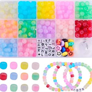Cuentas de vidrio para pulseras, kit de fabricación de joyas, 288 piezas de 0.236 x 0.315 pulgadas (0.236 x 0.315 in), surtido a granel, Cuentas de vidrio para pulseras, kit de fabricación de joyas, 288 piezas de 0.236 x 0.315 pulgadas (0.236 x 0.315 in), surtido a granel,