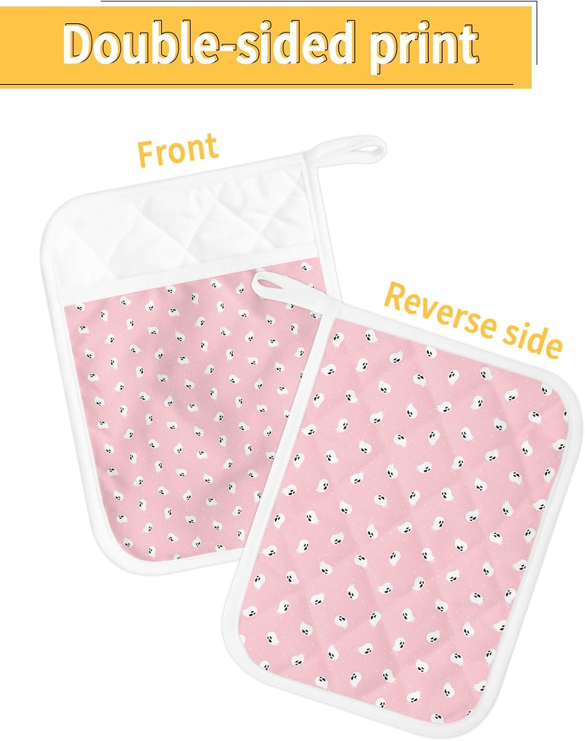 Juego de 3 soportes para ollas de Halloween para cocina, antideslizantes y aislantes de calor, juego de agarraderas de tela de toalla con bolsillo,