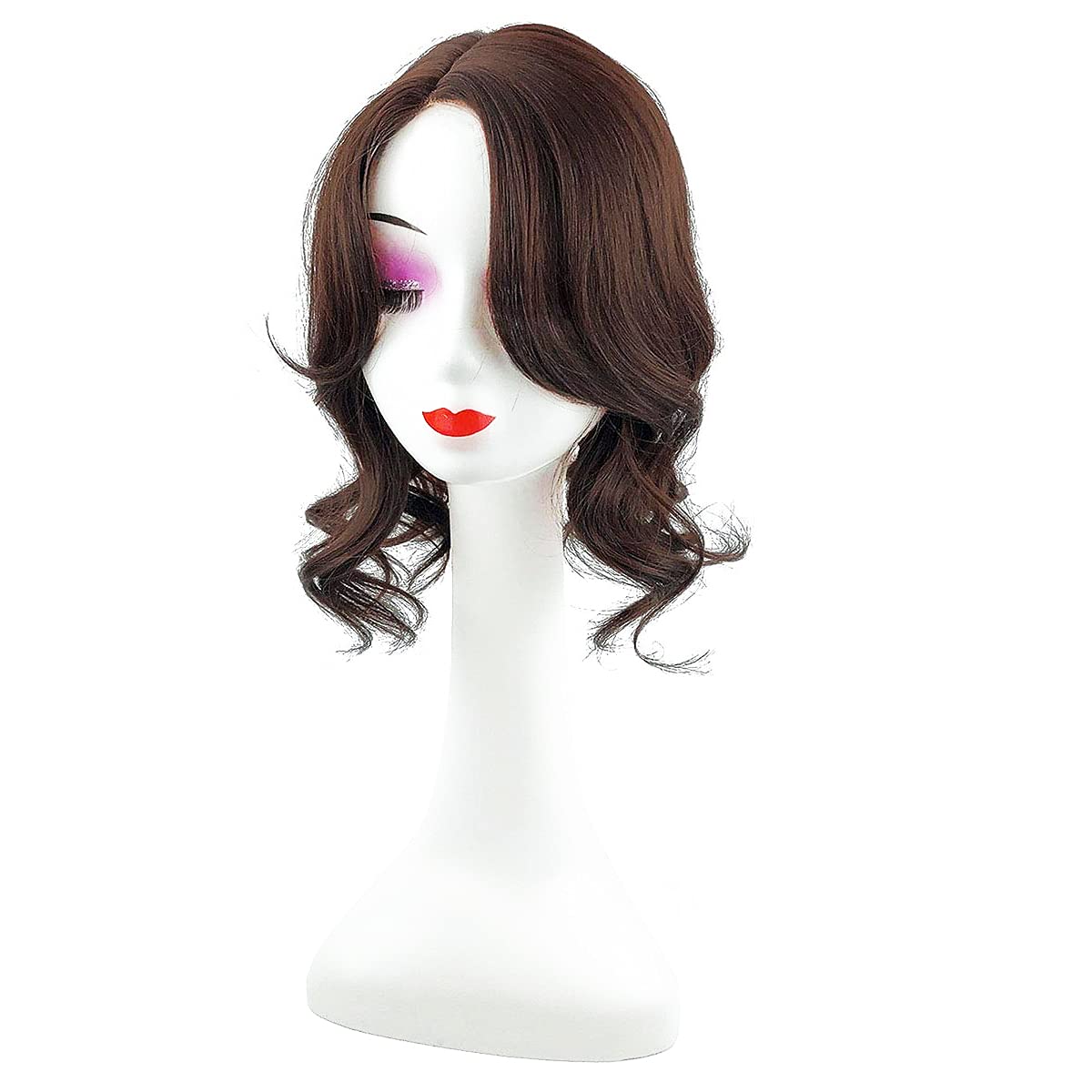 Peluquillos ondulados naturales de 14 pulgadas para mujer, 13.8 in x 4.7 pulgadas, parte media con clip en la corona, pieza de cabello marrón claro,