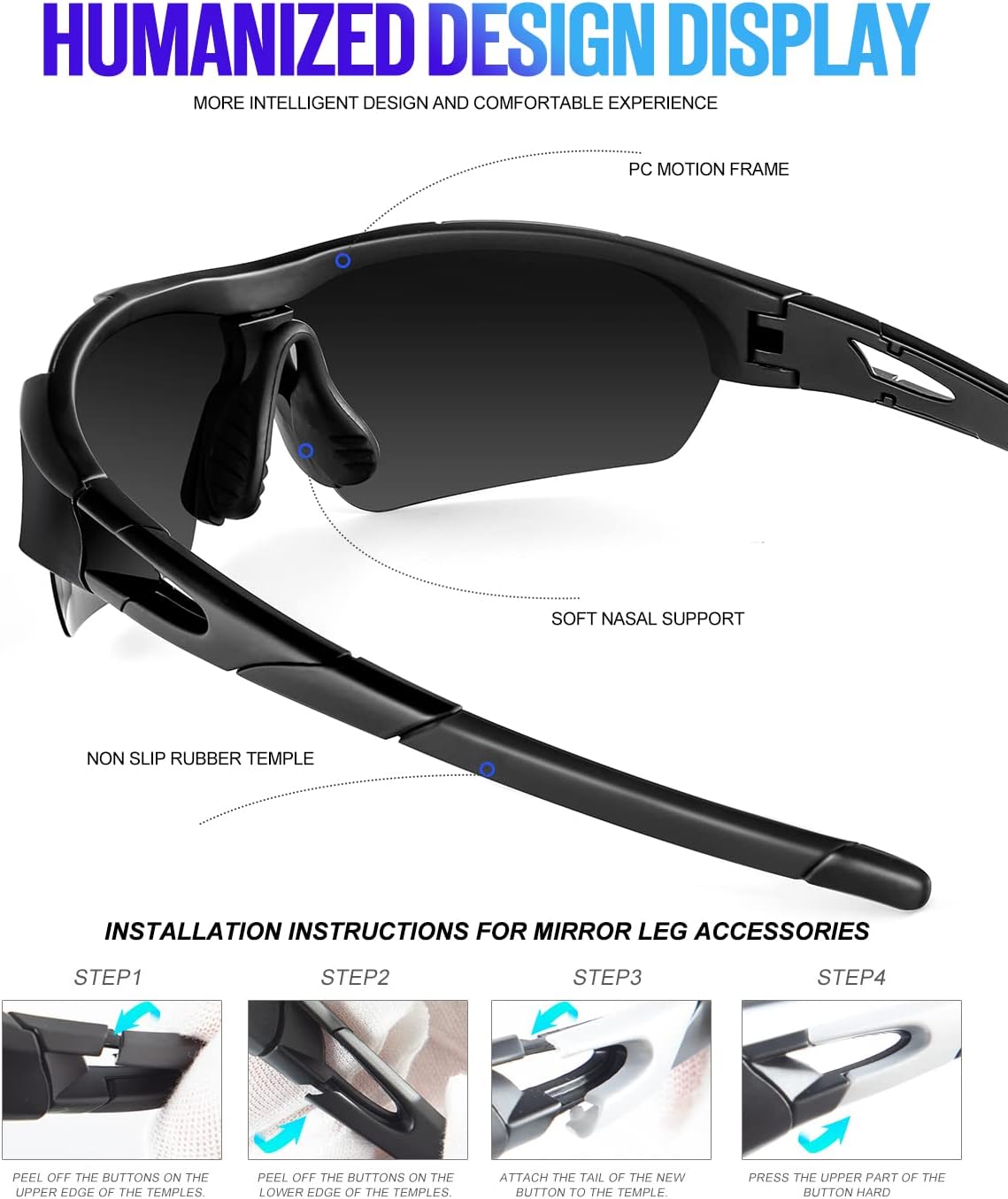 KALIYADI Gafas de sol deportivas polarizadas para hombre, lentes de sol polarizadas UV400 para ciclismo, béisbol, paquete de 3 unidades