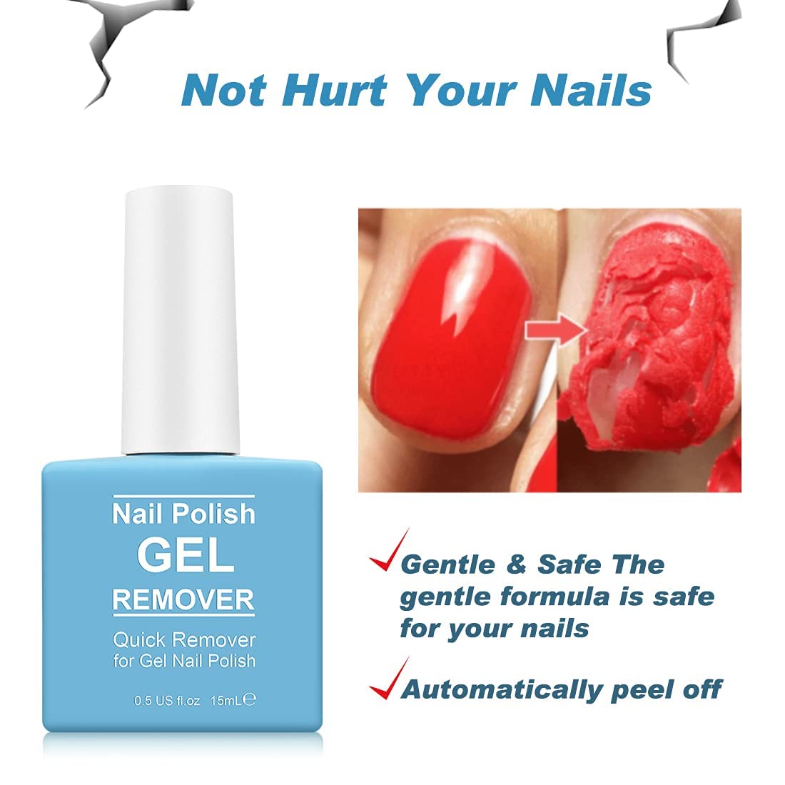 Removedor de esmalte de uñas de gel, removedor de esmalte de uñas para uñas de gel con 1 empujador de cutículas, raspador de uñas y barra de fregar,