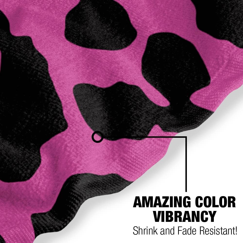 LOGOVISION Toalla de playa rosa y negra con estampado de leopardo 30″ X 60″