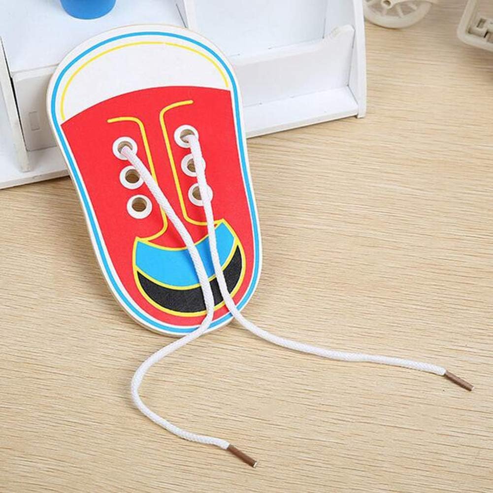 Aprender a atar tus propios zapatos de madera para enhebrar zapatos de cordones Kits de aprendizaje temprano para niños  Zapatos de cordones de