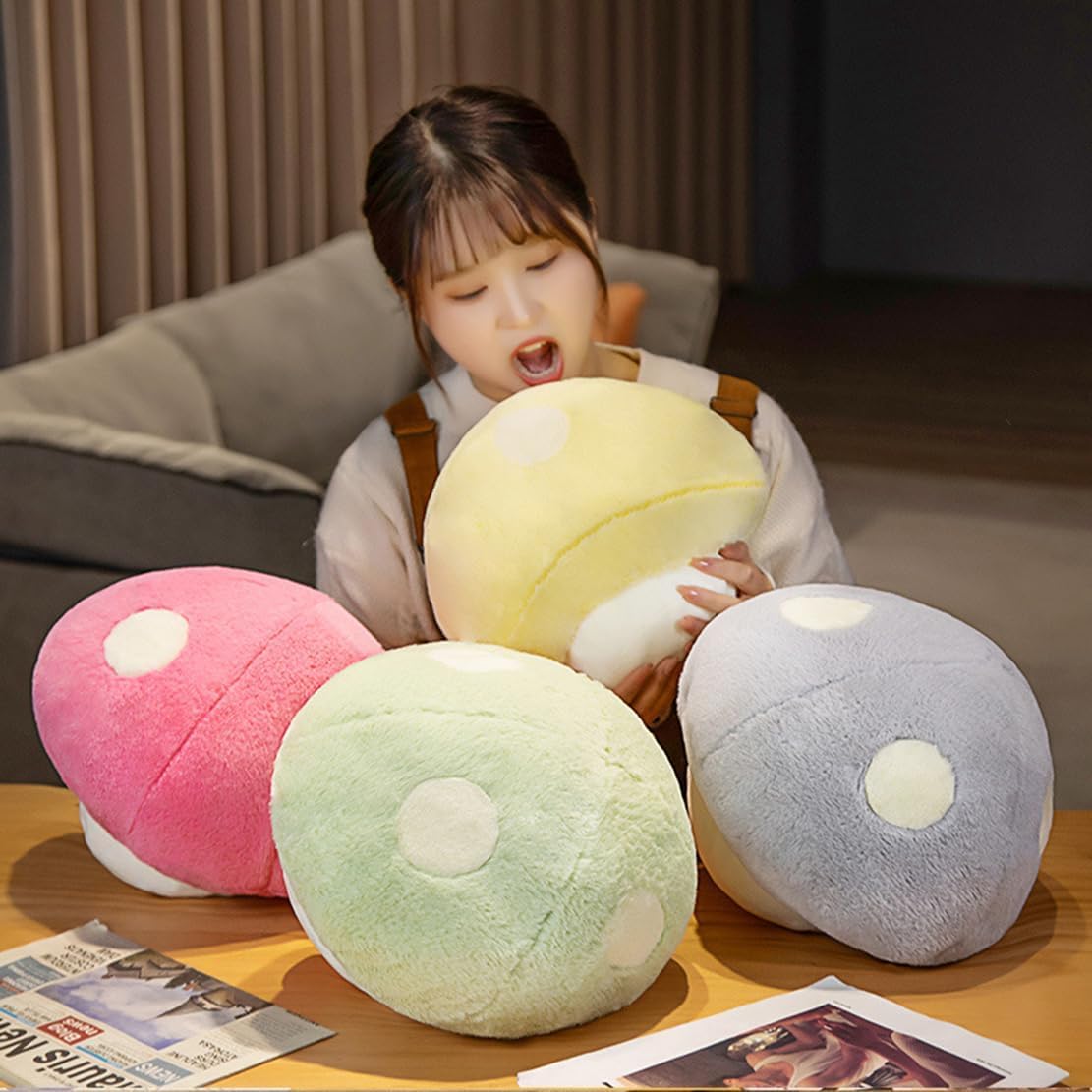 Hermosas almohadas coloridas de hongos, almohadas cómodas para el sofá (19.6 pulgadas, gris)