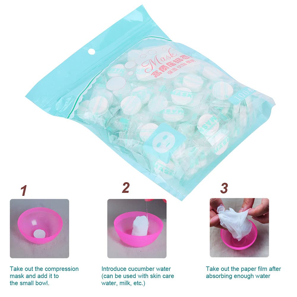 Máscara facial desechable de algodón comprimido, 100 unidades, para el cuidado de la piel, para mujeres, niñas, cuidado de belleza