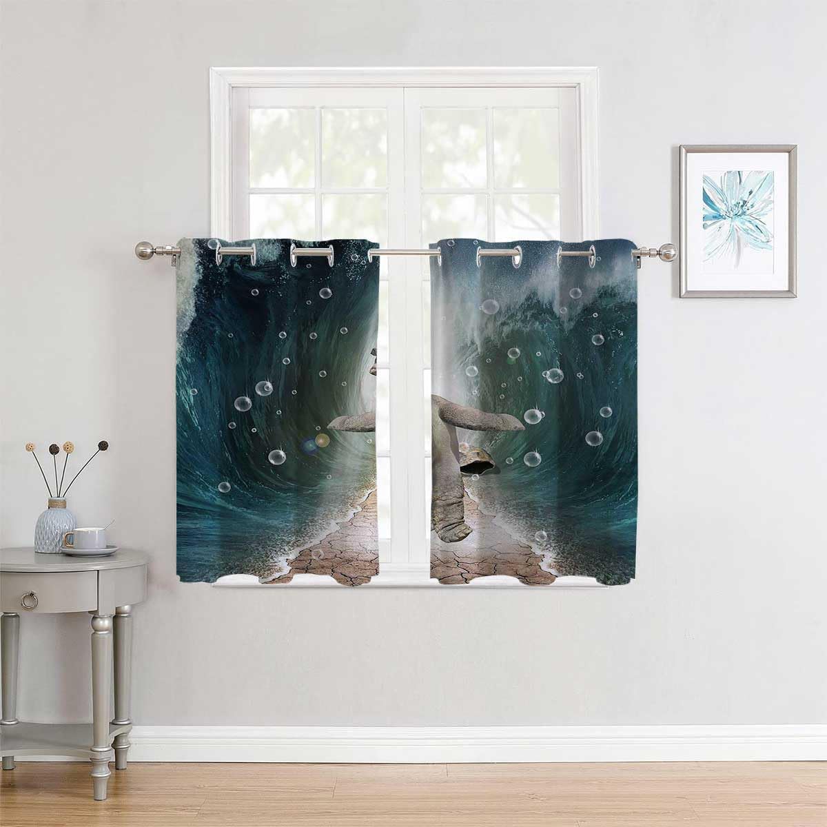 YANFENQI Cortinas para Habitacion Animal Grommet Short Closet Curtain for Open Closet Curtain Wall 63Inch Width by 63Inch Length,2 Panels