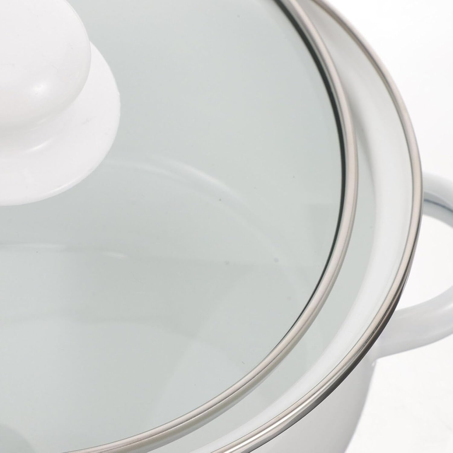 BESTonZON Olla de cocina esmaltada de 3 piezas, olla pequeña con tapa de vidrio, utensilios de cocina vintage con doble mango floral Ramen Bowl para
