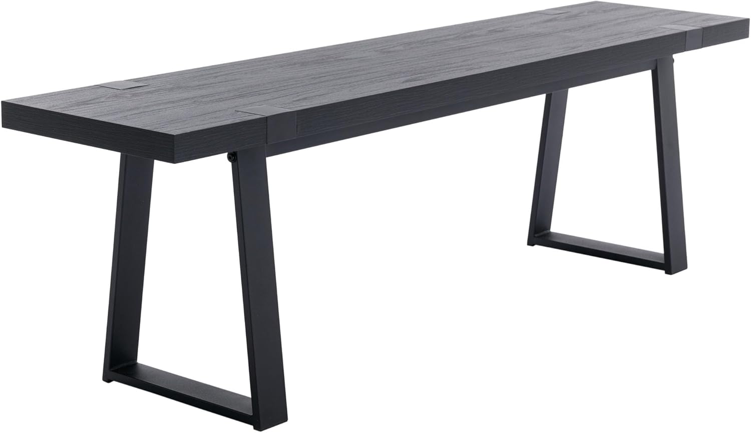 VESCASA Banco de comedor de madera de 60 pulgadas con patas de metal negro para comedor, cocina, color negro