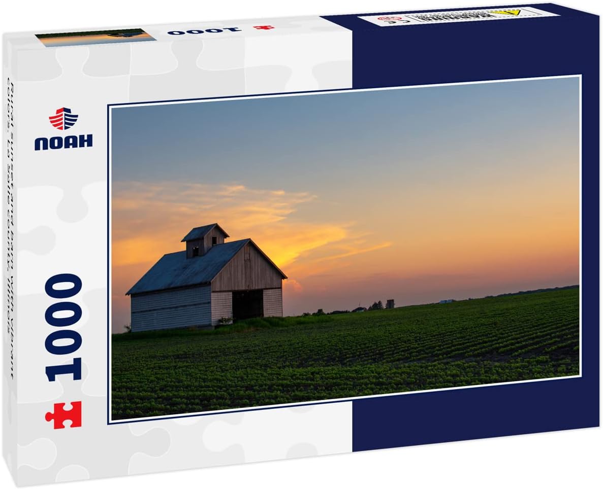 Noah – Rompecabezas de atardecer rural y granero con colores vibrantes. El condado de La Salle, Illinois, 1000 piezas