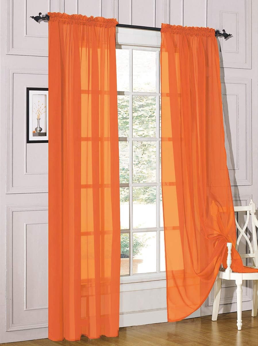 Juego de 2 cortinas de gasa transparente para ventana con barra de filtrado, disponible en una variedad de tamaños y colores