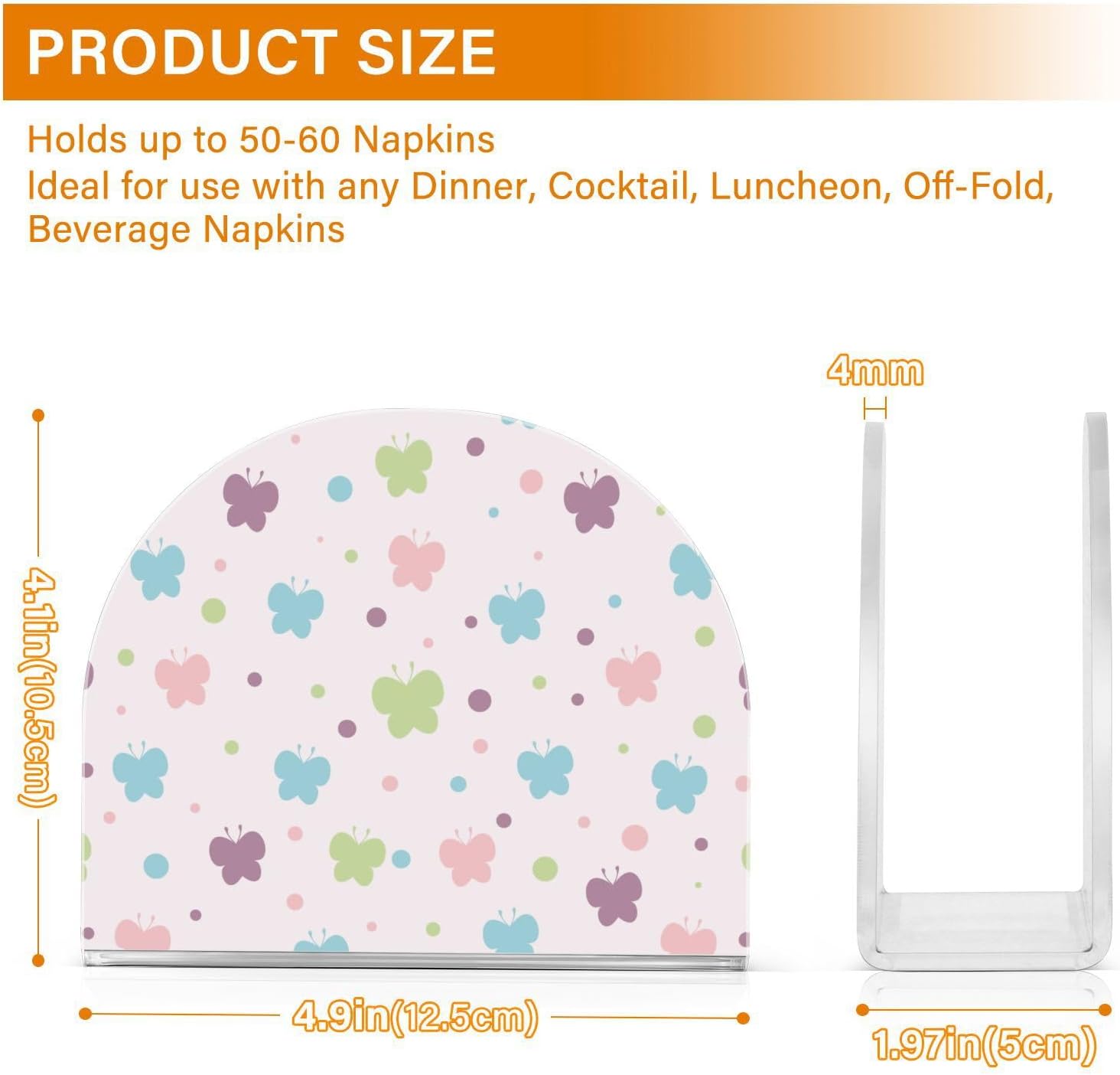 Napkin Holder Cute Bowknot Butterfly Napkin Holders for Tables, Clear Acrylic Napkin Holders Cocktail Napkin Holder for Kitchen Restaurant Bar Home