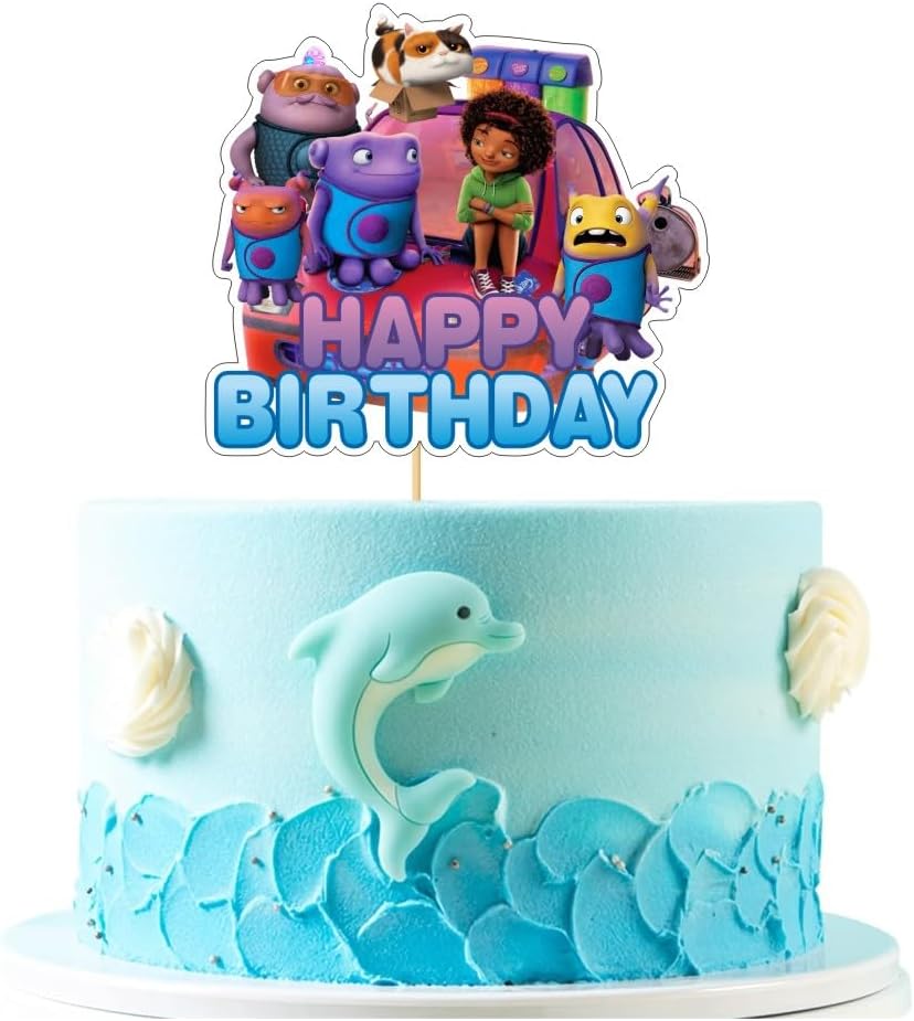 25 decoraciones para tartas de películas para el hogar con 24 adornos para cupcakes Boov Home, 1 decoración para tartas para Dreamworks Home y