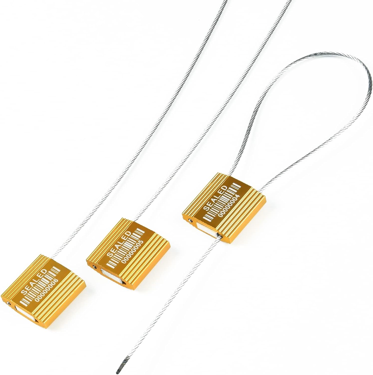 100 sellos de cable de acero amarillo con códigos de barras sellos de alta seguridad Sello de camión numerado Etiquetas de seguridad