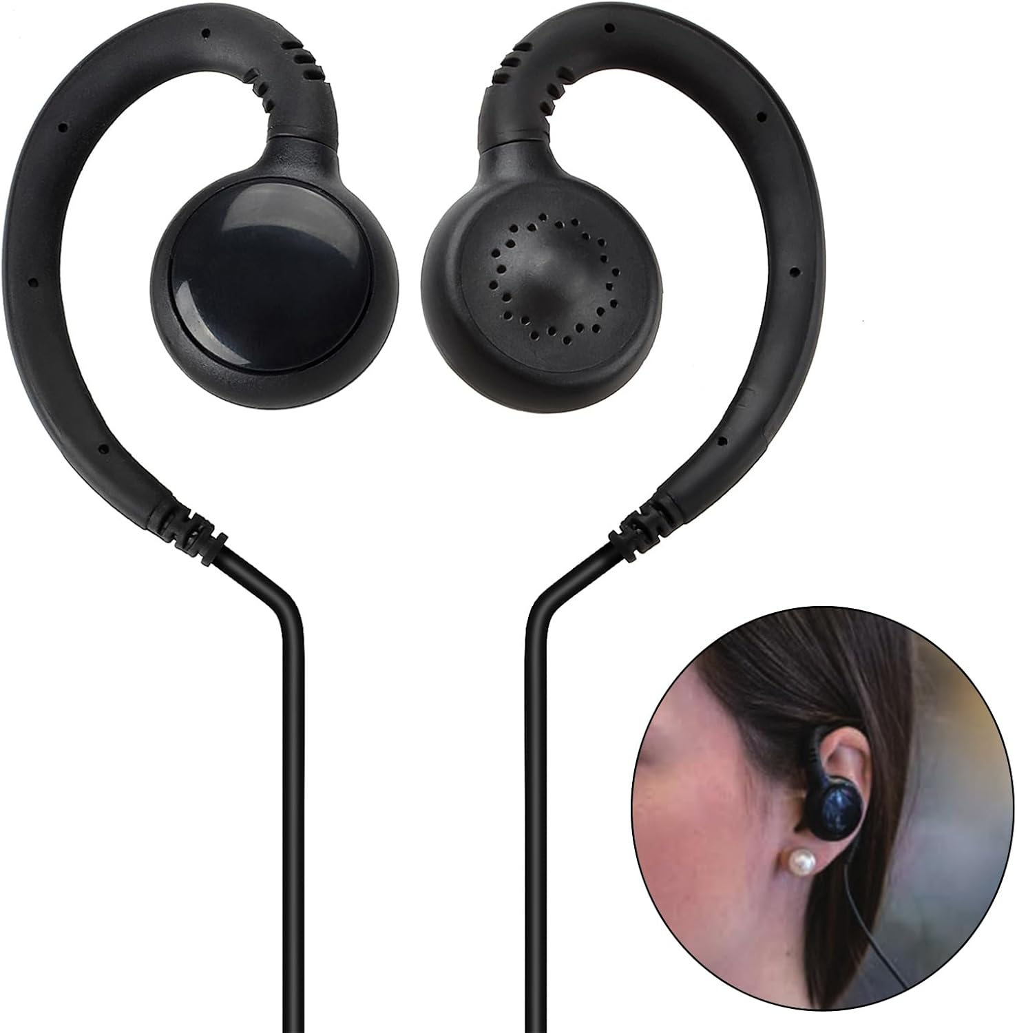 TWAYRDIO Auricular de 0.098 in solo escucha con gancho suave en forma de C, pieza de auricular para Harris Radio XL200 Micrófono de solapa HYT