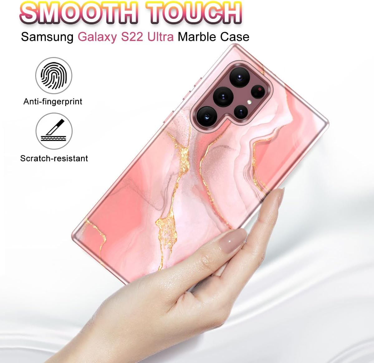 Btscase Funda para Samsung Galaxy S22 Ultra 5G, patrón de mármol 3 en 1, resistente a prueba de golpes, cuerpo completo, policarbonato duro y suave