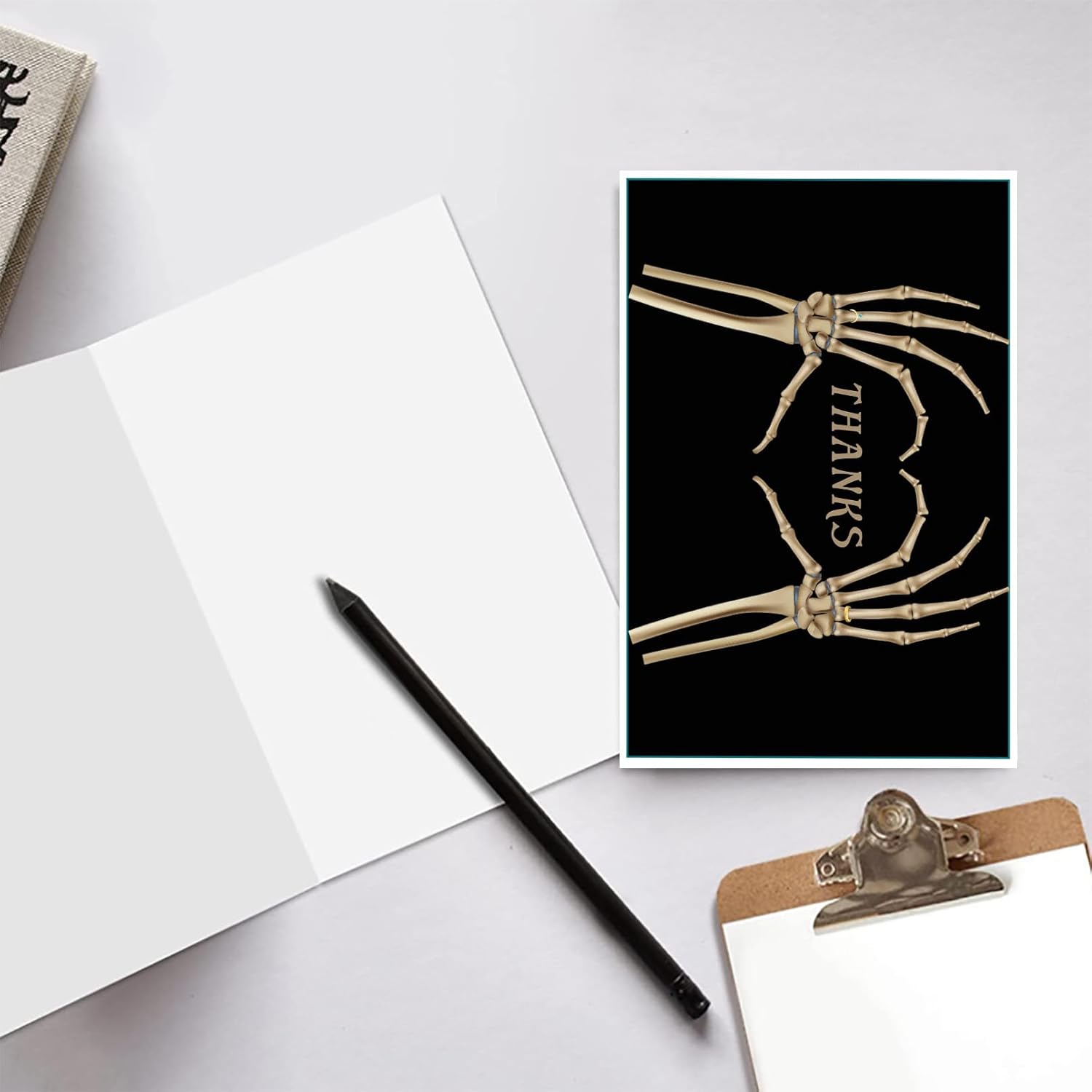 XXDJLP Preciosa tarjeta de boda de esqueleto para mujeres y hombres, tarjeta de compromiso de Halloween para él y ella, tarjeta de agradecimiento de
