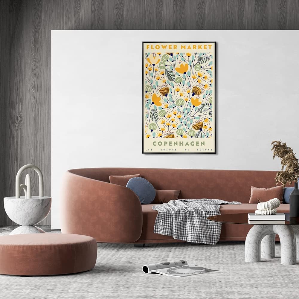 Póster de mercado de flores coloridas para habitación, estética, lienzo floral de Copenhague, arte para pared, hojas botánicas, pintura abstracta