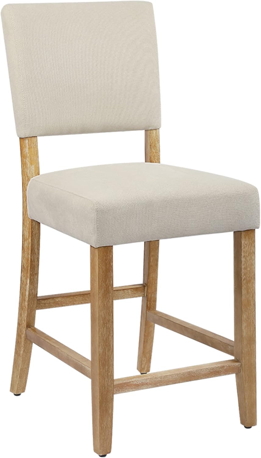DAGONHIL Juego de 2 taburetes de bar de 24 pulgadas de altura de mostrador, taburetes de bar tapizados con patas de madera, sillas de isla para