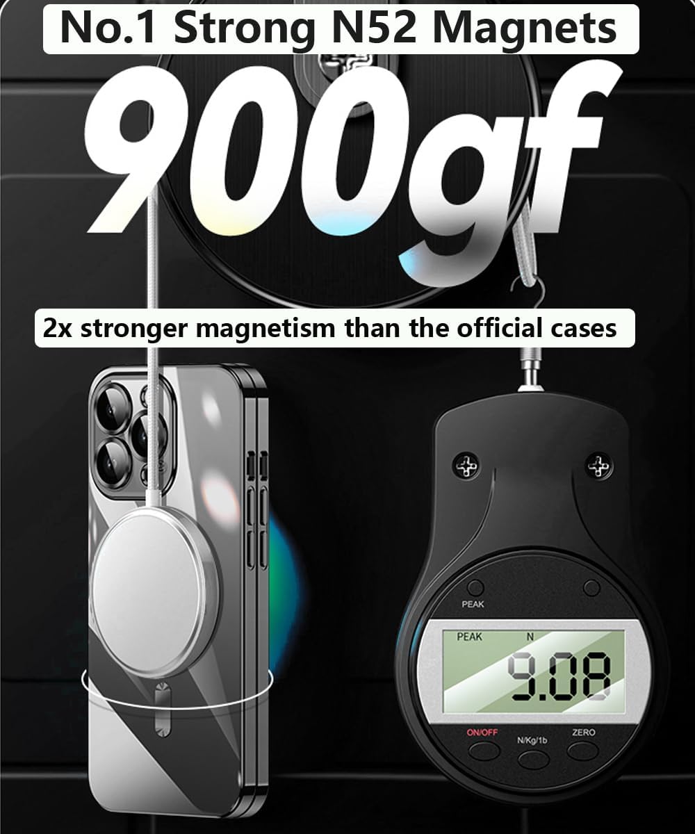Funda magnética para iPhone 15 Pro Max transparente compatible con MagSafe protector de lente de cámara integrado, suave, delgada, a prueba de