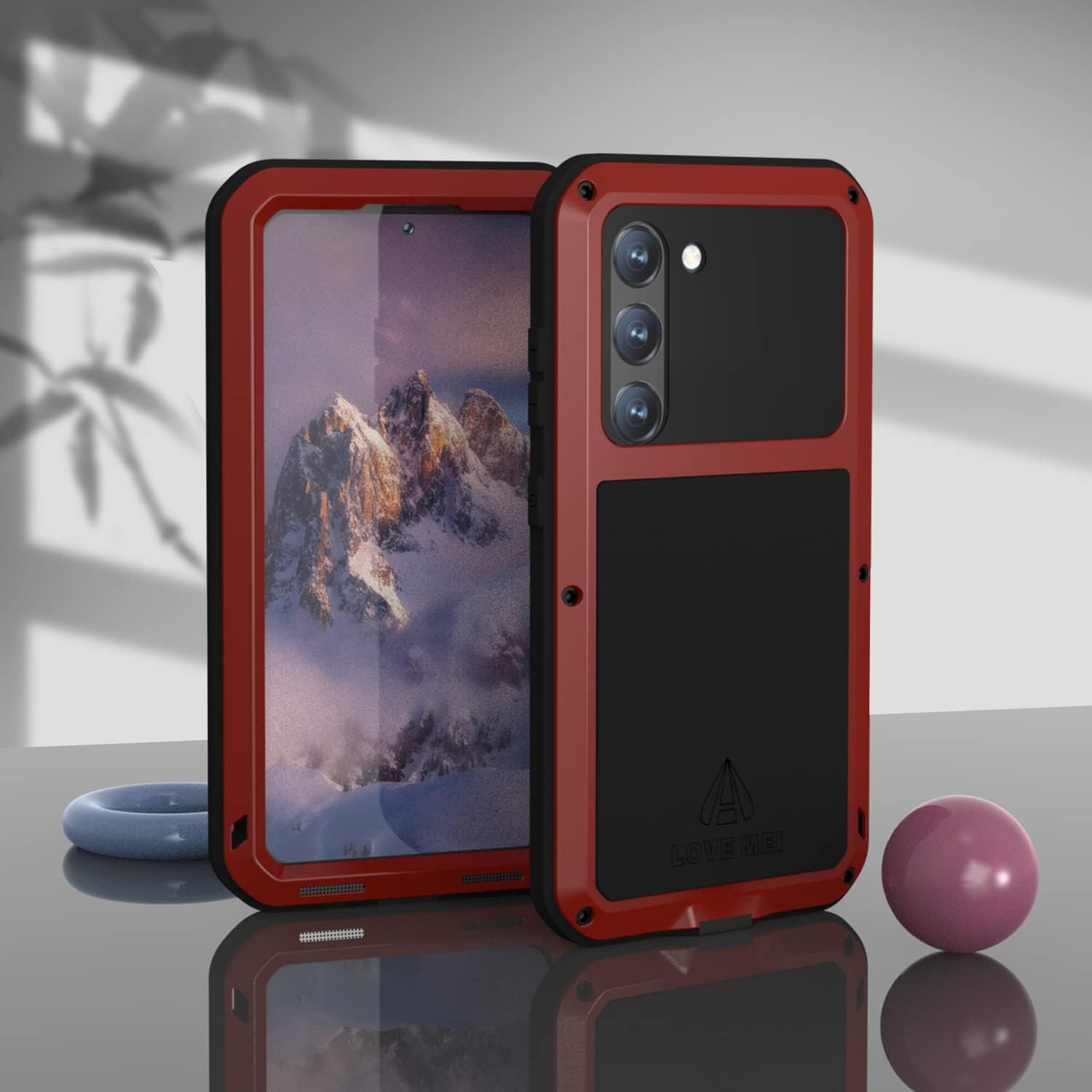 LOVE MEI Funda para Samsung Galaxy S23 5G con protector de pantalla de vidrio templado, a prueba de golpes, a prueba de arañazos, híbrida de metal y