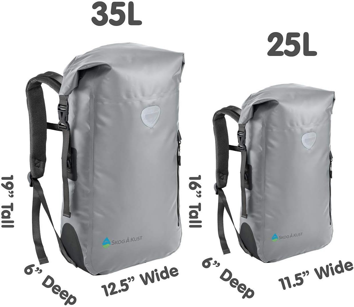 Skog Å Kust BackSåk – Mochila impermeable con bolsillo exterior con cremallera, para kayak, rafting, navegar, natación, camping, senderismo, playa,