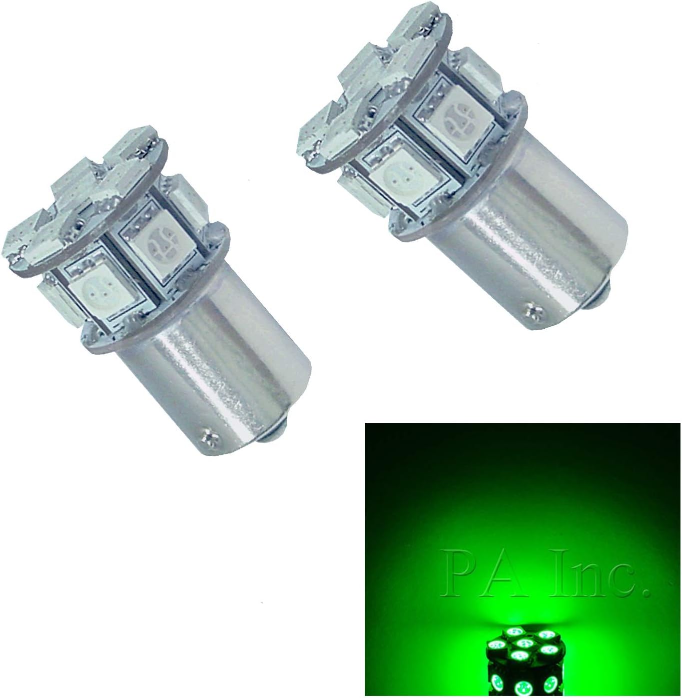 PA LED 2 unids 13SMD 1156 Ba15s Bombilla LED verde auto 12V para señal de giro, marcador lateral, parada, marcha atrás, luz trasera