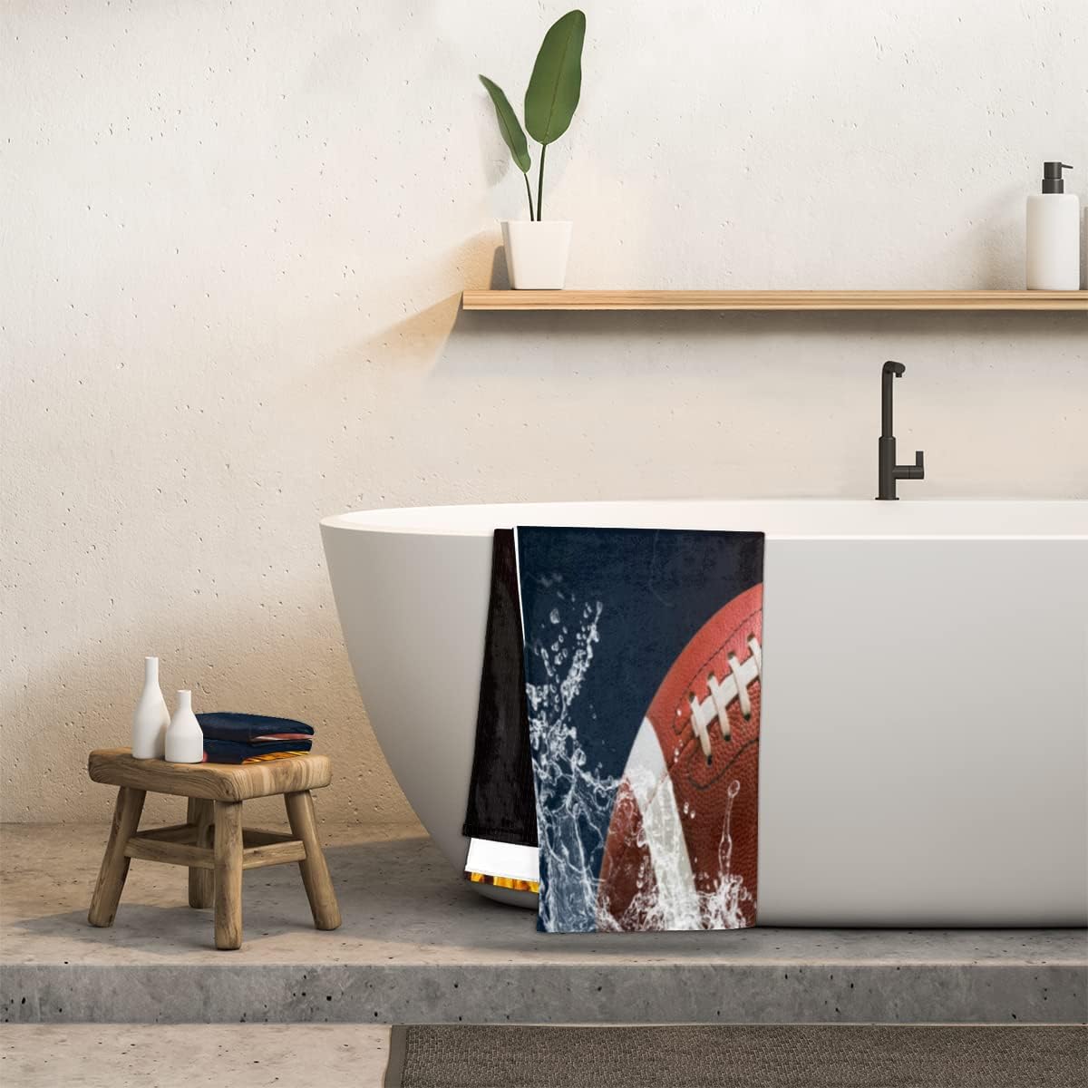 Juego de toallas de baño de 3 piezas, juego de toallas de baño de fútbol americano de fútbol americano, absorbentes y suaves para baño, toallas de