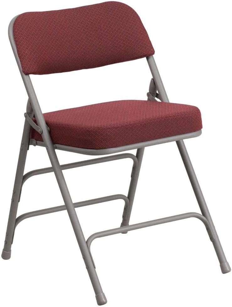 Flash Furniture HERCULES Series – Silla plegable de metal de tela burdeos con doble bisagra, curvada, de alta calidad, de la serie HERCULES