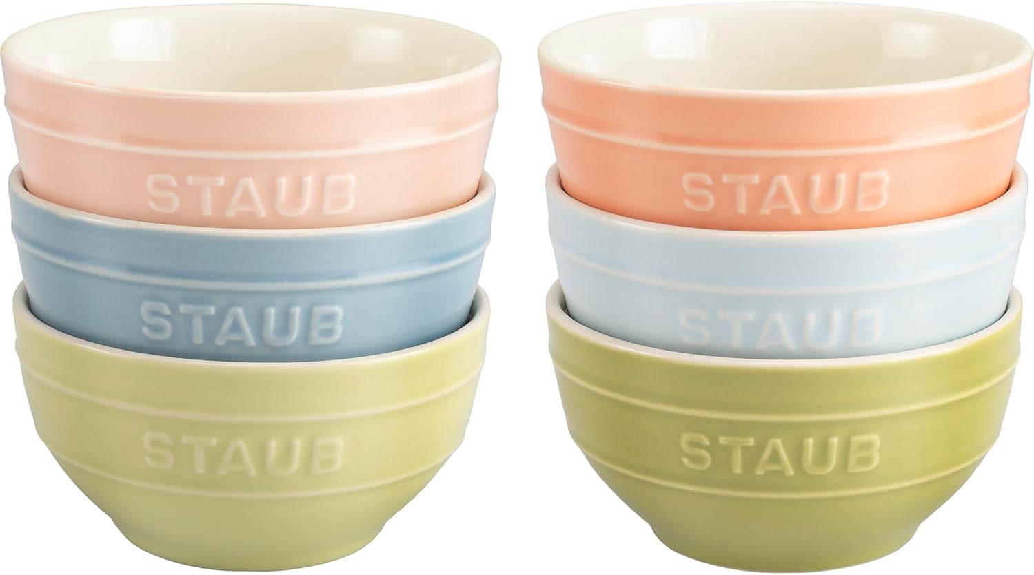 Staub Cerámica 6-pc 4.75-inch Pequeño Tazón Universal Macaron Colores Pastel