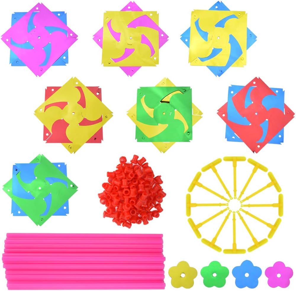 50 molinetes de plástico de arcoíris, molino de viento, molinillos de fiesta, juego de molinetes de bricolaje para niños, juguete para jardín,